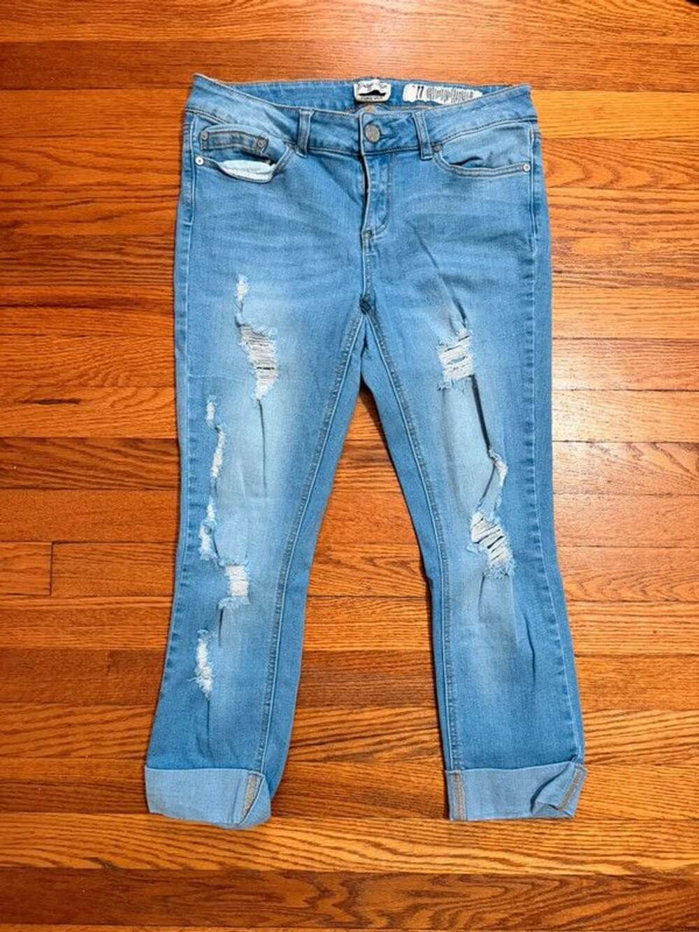 Indigo Rein Distressed Cuffed Skinny Jeans Size 11